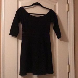 black skater dress with sheer mid